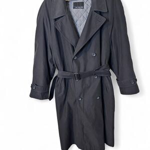 Vintage Bill Blass Black Trench Coat with Removable Liner and Belt